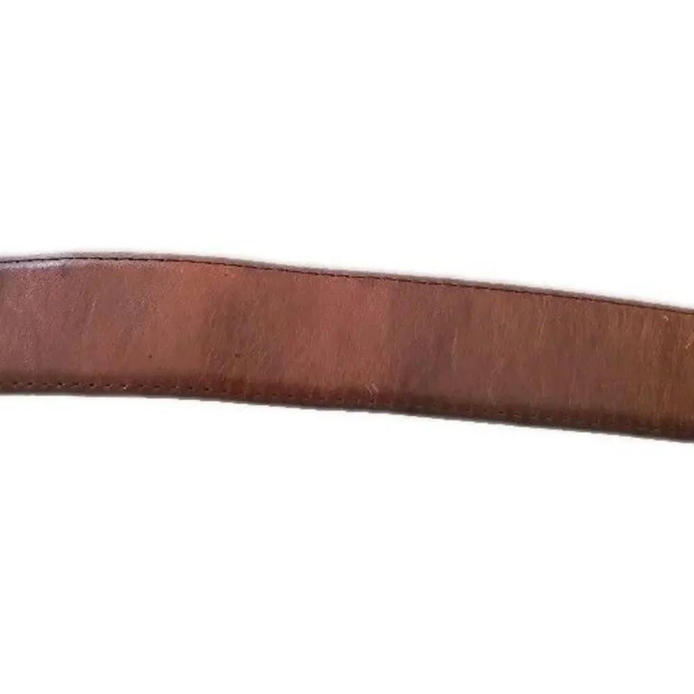 Johnston & Murphy Vintage Leather Belt Men's 44 Brown Silver Buckle Classic